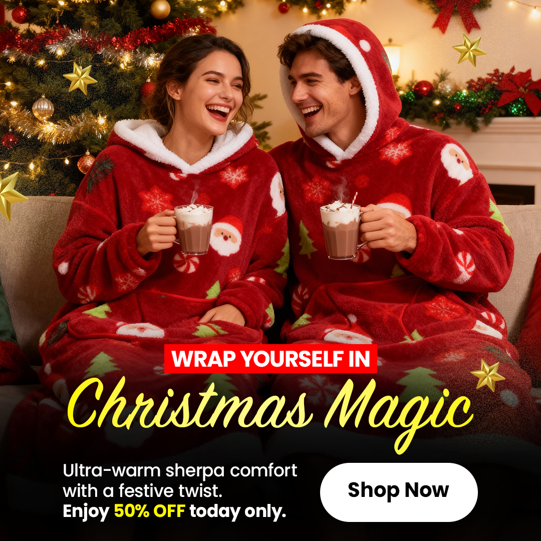 Oversized Flannel Sherpa Fleece Christmas Blanket